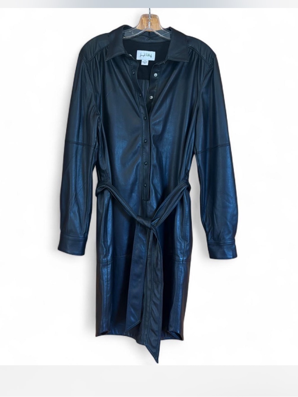 Joseph Ribkoff Black Faux Leather Shirt Dress